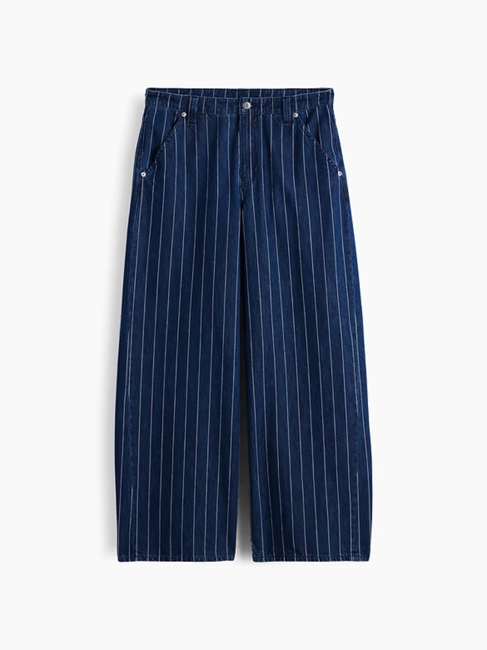 GAP Navy Pinstripe Mid Rise Stripe Baggy Jeans